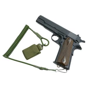けん銃吊り紐　ピストルランヤード ピストルランヤード 板ナスカン付き スパイラルコード [ ブラック