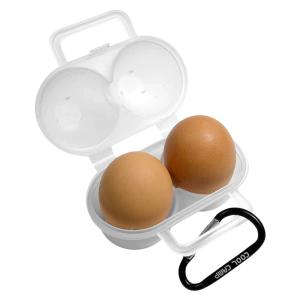 エッグホルダー 2個用 たまごケース ハンガー付き 半透明 [ カラビナ付き ] 卵ケース 玉子ケー...