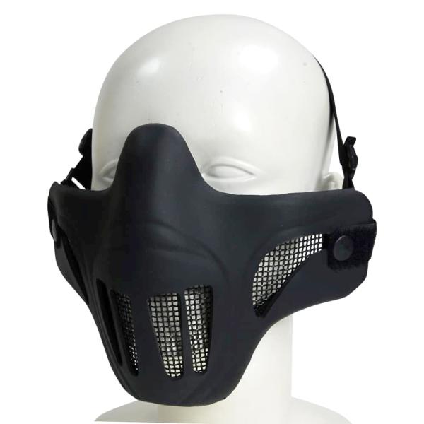 ハーフフェイスガード サバゲー装備 スカウトハーフメッシュ ブラック プロテクトメッシュマスク ゴー...
