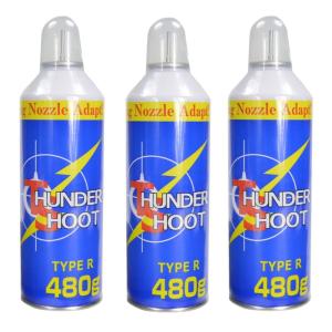 サンダーシュート TYPE R エアガン用ガス THUNDER SHOOT ロングノズル 480g [ 3個セット ] GAS トイガン用 サバゲー｜revolutjp