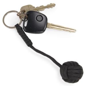 パラコードキーホルダー 猿玉 鉄球入り [ OD&レッド&ホワイト