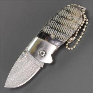 ナイフ アウトドア ダマスカスのおすすめランキング 折りたたみナイフ ダマスカス鋼 ボールチェーン付 ミニナイフ 折り畳みナイフ フォルダー フォールディングナイフ ホールディングナイフ