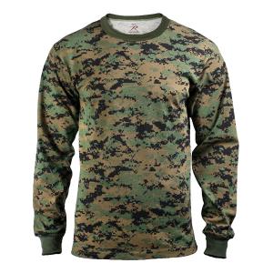 Rothco Tシャツ 長袖 ウッドランドデジタル 5494  ロングTシャツ ロンT 長そで 長袖Tシャツ 軍服 戦闘服 BDU