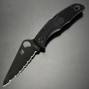 Spyderco オールブラック パシフィックソルト2 波刃 H-1 FRN
