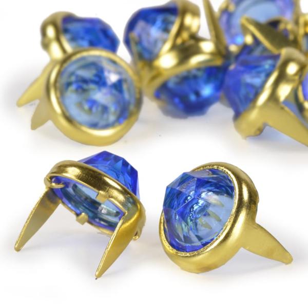 ラウンドスタッズ ハンドクラフト材 ストーン付 12mm クリアブルー シャープトップ ラスタッド ...