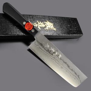 三徳包丁 田中一之刃物製作所 誠貴作 積層鋼 V金10号ダマスカス鋼 料理