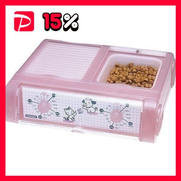 山佐時計計器 ペット自動給餌器 わんにゃんぐるめ クリアピンク CD-400（CP）〔ペット用品〕