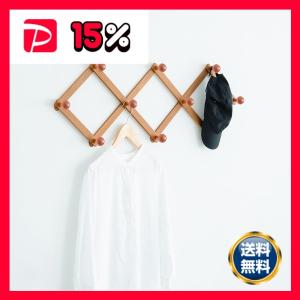 コートハンガー〔アコーディオン10玉〕(ナチュラル) 壁掛けフック/木製
