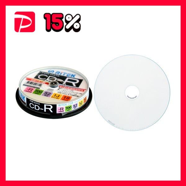 （まとめ）RITEK データ用CD-R 700MB1-52倍速 ホワイトワイドプリンタブル スピンド...