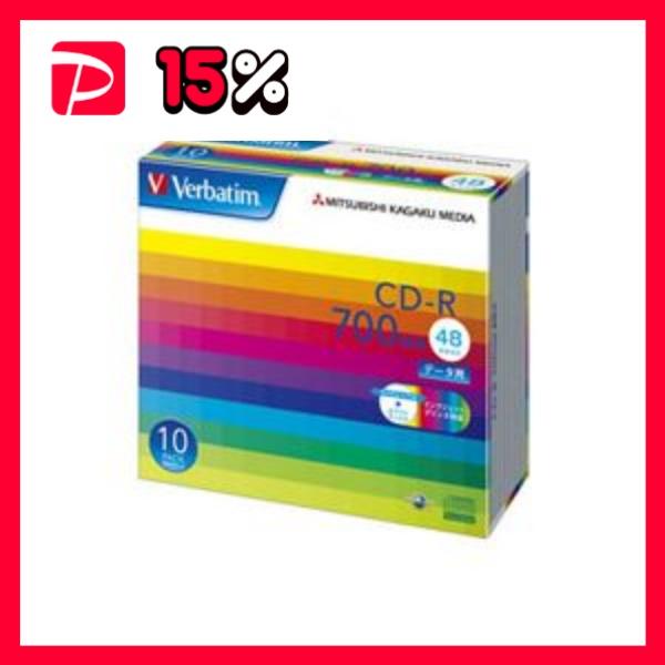 バーベイタム データ用CD-R700MB ワイドプリンタブル 5mmスリムケース SR80SP10V...