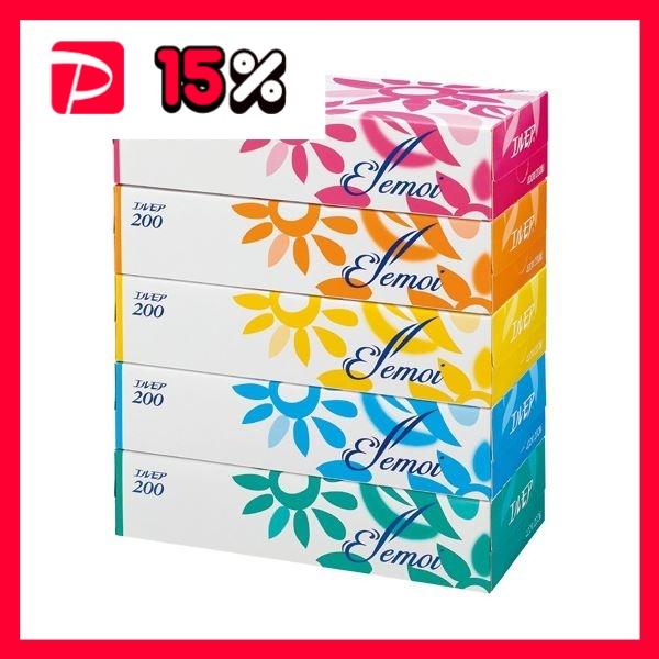 （まとめ） カミ商事 エルモアティシュー 200組×5箱〔×10セット〕