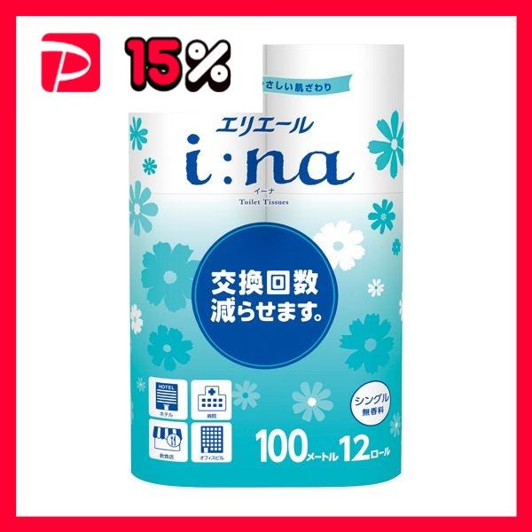 （まとめ）大王製紙 エリエールi：na（イーナ）トイレットティシュー シングル 100m 無香料 1...