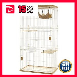 木製お掃除簡単キャットサークル M ライトブラウン (ペット住関連用品/ケイジ・サークル)