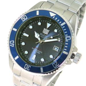 エルジン ELGIN 腕時計 ソーラーダイバーズ メンズ FK1426S BL2 クォーツ ブラック シルバー 国内正規品｜revomuchselect