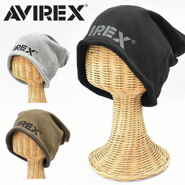 AVIREX ロゴプリント リバーシブル スウェットキャップ 帽子 ビーニー メンズ レディース ユ...