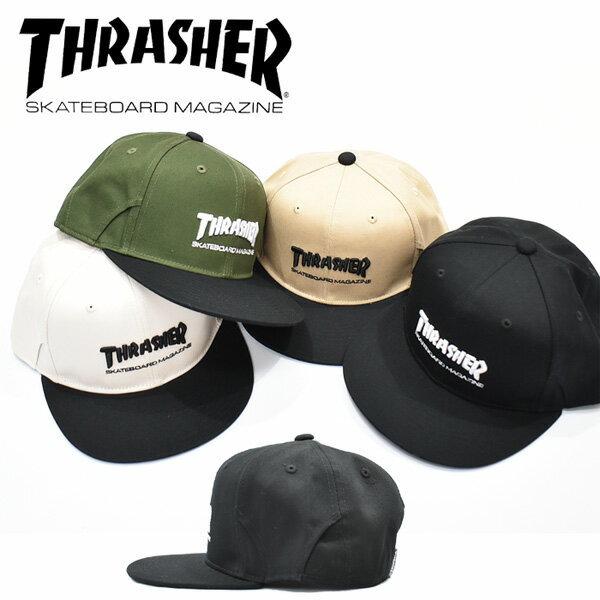 THRASHER スラッシャー スナップバックキャップ CAP ロゴ刺繍 ストレートバイザー マグロ...