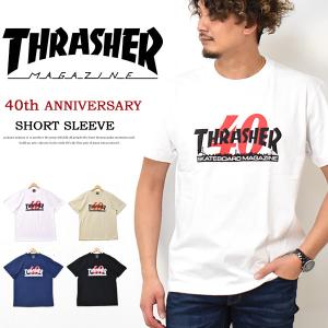 SALE セール THRASHER スラッシャー 40周年 ロゴプリント 半袖Tシャツ TH91297｜rexone
