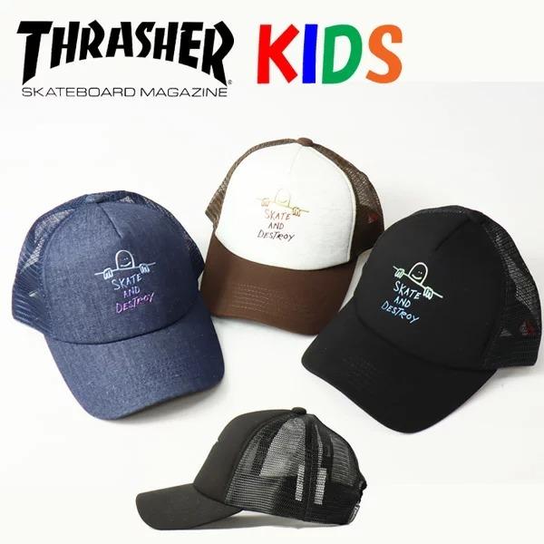 THRASHER スラッシャー キッズサイズ ゴンズアート グラデーションロゴ メッシュキャップ 帽...