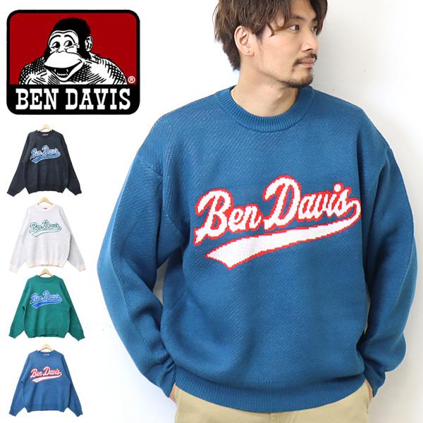 BEN DAVIS ベンデイビス ベースボールロゴ オーバルロゴ ニット セーター ユニセックス ビ...