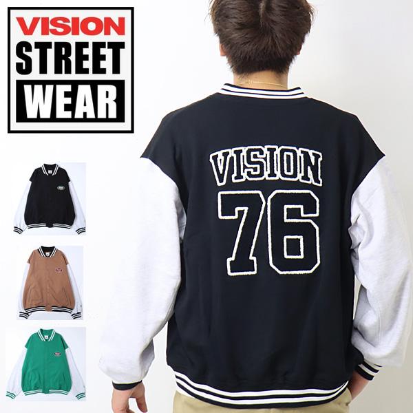 VISION STREET WEAR ビジョンストリートウェアー サガラ刺繍 カットスタジャン 裏毛...