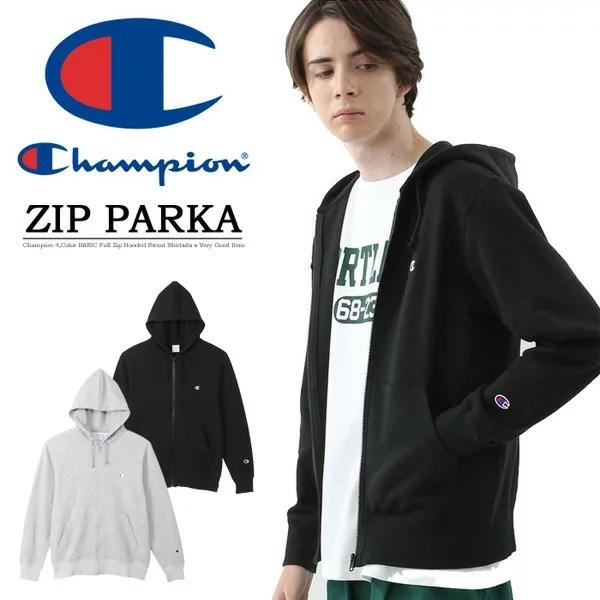 大きいサイズ Champion チャンピオン 裏毛スウェット ジップパーカー ワンポイント メンズ ...