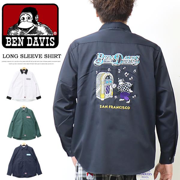 BEN DAVIS ベンデイビス ジュークボックス 刺繍 ビッグシャツ 長袖 メンズ レディース ユ...