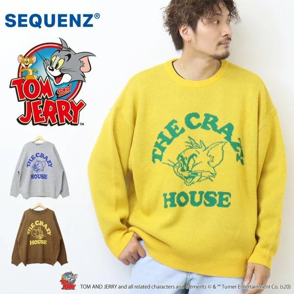 SEQUENZ トムとジェリー フェイス セーター ニット クルーネック メンズ レディース ユニセ...