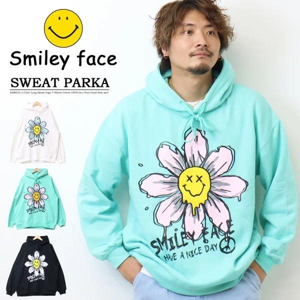 SMILEY FACE スマイリーフェイス メルトデイジー スウェットパーカー ビッグシルエット 裏...