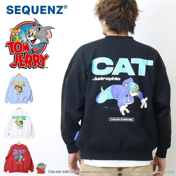 SEQUENZ トムとジェリー バックプリント クルーネックスウェット 裏起毛 トレーナー ユニセッ...