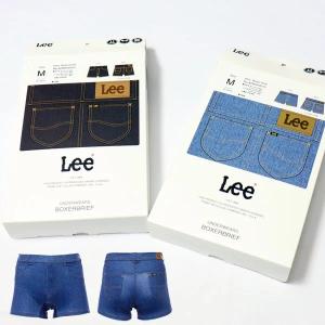 Lee リー デニム柄 ボクサーパンツ ロゴプリント 前あき アンダーウェア 下着 パンツ 総柄 メンズ AD8051B115｜rexone