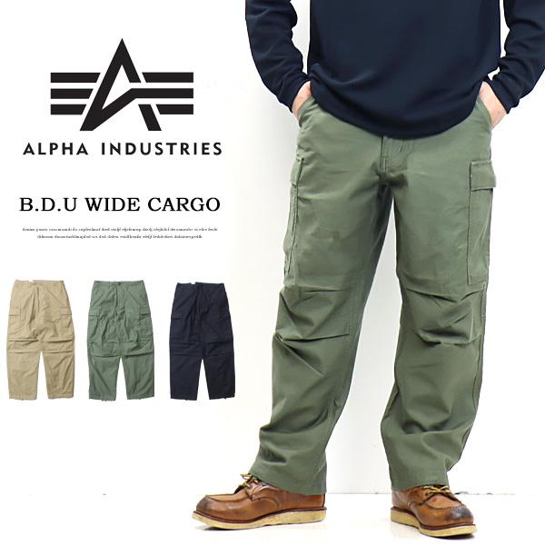 ALPHA INDUSTRIES アルファ インダストリーズ B.D.U. カーゴパンツ ワイドフィ...