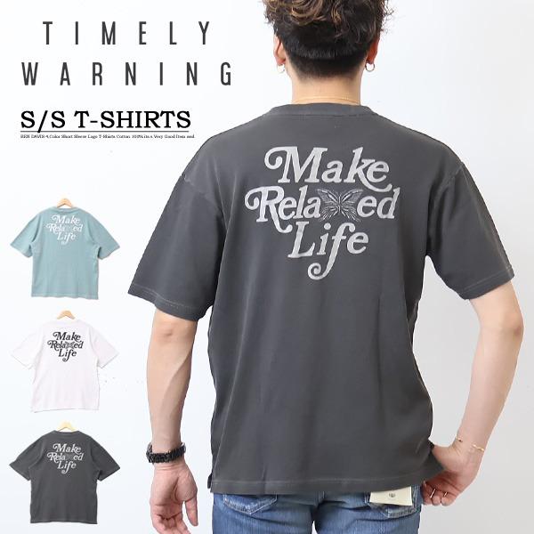 Timely Warning タイムリーワーニング ピグメント プリント 半袖Tシャツ 半T メンズ...