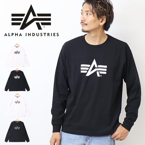 ALPHA INDUSTRIES アルファ インダストリーズ ロゴプリント 長袖 Tシャツ A-MA...