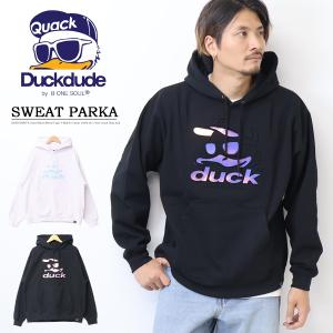 DUCK DUDE ダックデュード メタリックエンボス スウェットパーカー 裏起毛 フーディー プルパーカー メンズ レディース ユニセックス アヒル 送料無料 23770008｜rexone