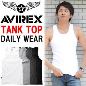 アビレックス/AVIREX リブ素材 レギュラー タンクトップ 無地 ワイドバック メンズ 半T カットソー ノーマルタンクトップ トップス ランニング 6183140 6143507