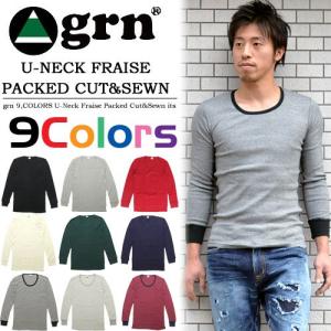 ジーアールエヌ/grn フライス素材 9分袖Tシャツ カットソー 無地 ボーダー 長袖 GPF105/GPF106