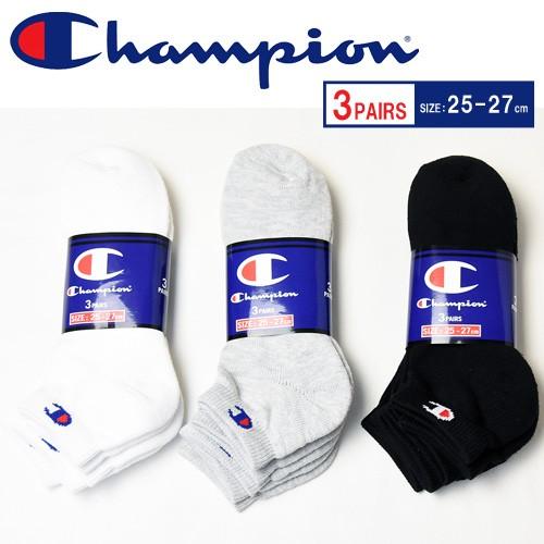 Champion チャンピオン 3P ショートソックス Cロゴ 25〜27cm 靴下 3足セット メ...