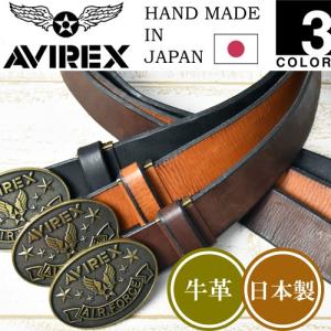 AVIREX アビレックス ピンバックル オイル レザーベルト 日本製 本革 メンズ AX5004 送料無料