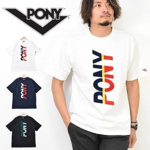 SALE セール PONY ポニー サガラ刺繍 ロゴ 半袖 Tシャツ USAコットン 半T 縦ロゴ 半袖Tシャツ ロゴ刺繍 ロゴTシャツ P1914002｜rexone