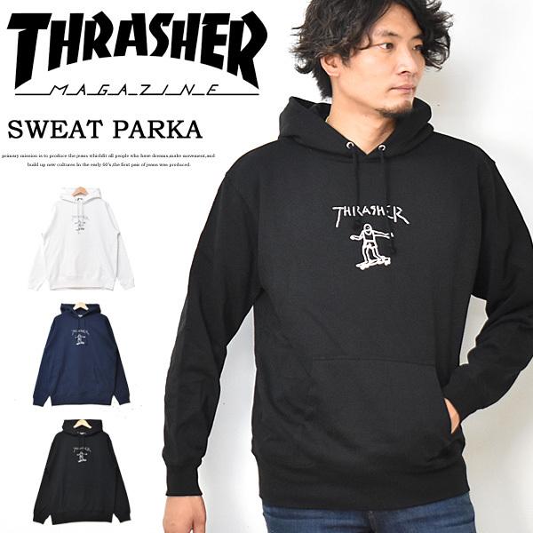 THRASHER スラッシャー ロゴプリント スウェットパーカー 裏毛スウェット プルオーバー ゴン...