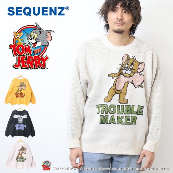 SEQUENZ トムとジェリー ファニーアート ジャガード セーター ニット クルーネック メンズ ...