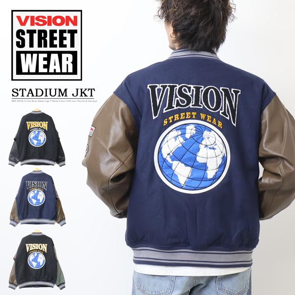 VISION STREET WEAR ビジョンストリートウェアー メルトンPUグラフィックスタジャン...