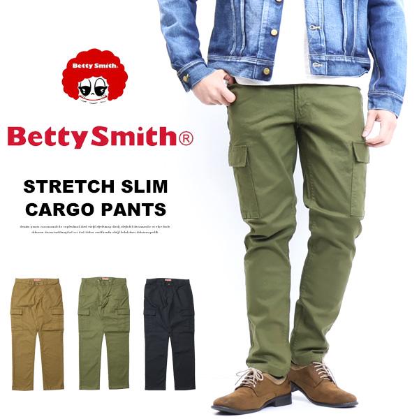 Betty Smith ベティスミス メンズ ストレッチ スリムカーゴパンツ 日本製 送料無料 BA...