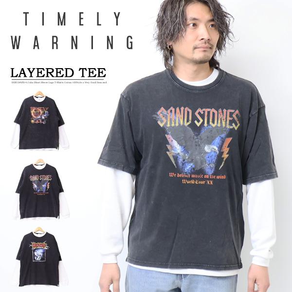 Timely Warning タイムリーワーニング バンドTシャツ サーマルTシャツ レイヤード 2...