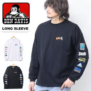 BEN DAVIS ベンデイビス 袖刺繍 長袖Tシャツ ビッグシルエット ロンT 長T メンズ ゴリラ ベンデビ 送料無料 24380032｜rexone