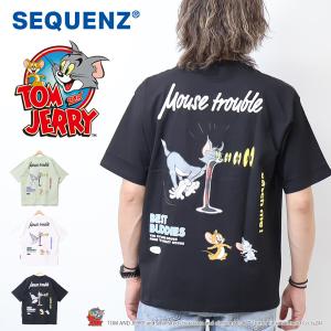 SEQUENZ トムとジェリー コラージュ バックプリント 半袖Tシャツ ビッグT 半T メンズ ビッグシルエット トムジェリ 送料無料 24570932｜rexone