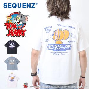 SEQUENZ トムとジェリー グラフィティー バックプリント 半袖Tシャツ ビッグT 半T メンズ ビッグシルエット トムジェリ 24570937｜rexone