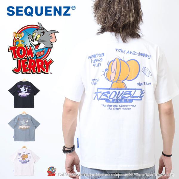 SEQUENZ トムとジェリー グラフィティー バックプリント 半袖Tシャツ ビッグT 半T メンズ...