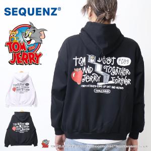 SEQUENZ トムとジェリー カラフルプリント スウェットパーカー 裏起毛