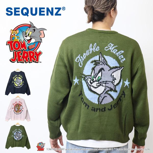 SEQUENZ トムとジェリー サークルジャガード セーター ニット クルーネック メンズ ビッグシ...